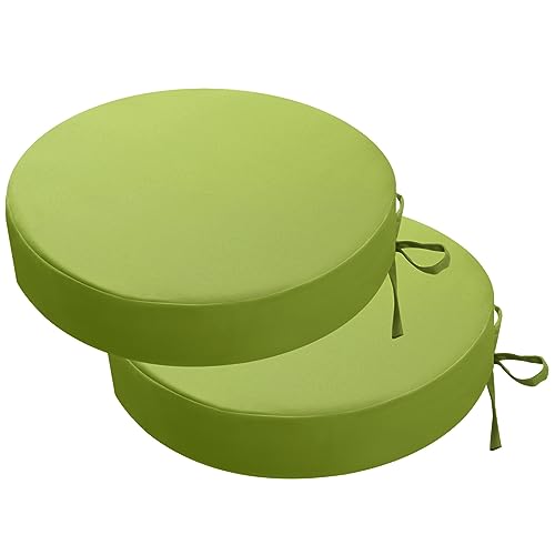 idee-home Outdoor Bistro Chair Cushions Set of 2 Think 15”x15”x 3” | Outdoor Round Seat Cushions with Ties, Waterproof Round Patio Furniture for Garden - color: Green, size: 15X3 Inch-Round