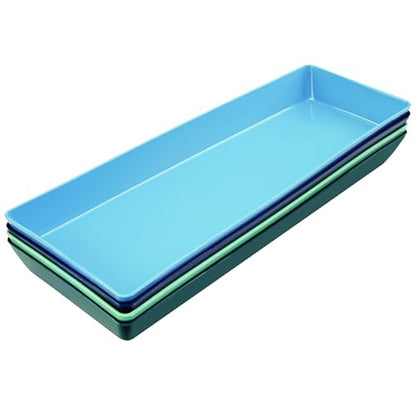 US Acrylic Coastal Plastic Serving Trays (Set of 4) 15” x 5” | Narrow Unbreakable Reusable Rectangular Party Platters | Serve Appetizers, Fruit, Veggies, & Desserts | BPA-Free & Made in USA - color: Coastal, size: 15" x 5"
