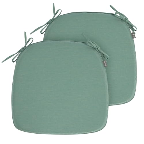 FUNHOME Indoor/Outdoor Chair Cushions Set of 2, 17x16x2Inch-Aqua Leala | Round Corner Patio Chair Pads with Ties, Water-Resistant, Patio Seat Cushions for Home Garden Furniture Decoration - color: Aqua Leala, size: Set of 2