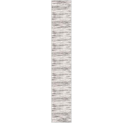 KOZYFLY Modern Abstract Washable Rug Runner 2.6x16 Hallway Rug Runner Non-Slip Soft Kitchen Runner Rugs, Grey/Light Beige/Brown Striped Carpet for Stair Entryway Bathroom - color: Grey/Light Beige/Brown, size: 2'8" x 16' (Runner)
