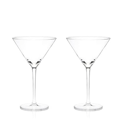 Viski Stemmed Martini Glasses, Home and Bar Drinkware, Premium Crystal Martini Accessories, Cocktail Glasses, Set of 2, 9oz, Clear - style: Stemmed Martini Glasses