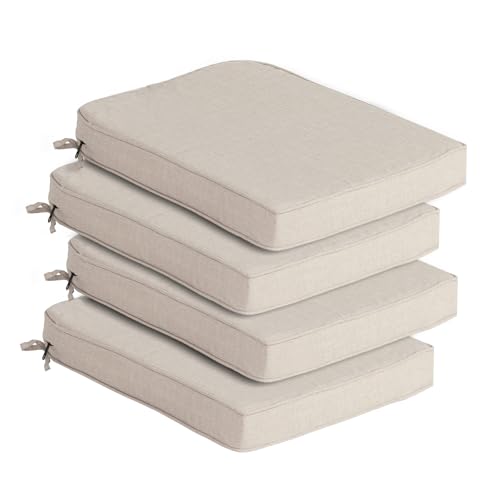 Goodgoods 19.5x20 Outdoor Chair Cushions Set of 4, 35D Foam, Putty | 35D High-Resilience Foam, Fade-Resistant and Water-Resistant Seat Pads with Ties for Dining Room, Kitchen, or Patio Chairs - color: Putty, size: 19.5"x20" 4pcs