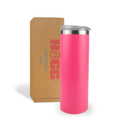 Hogg 20 oz Skinny - Bright Pink, Powder Coated Tumblers for Laser Engraving, Engravable Tumblers Bulk, Stainless Steel Cups Bulk, Insulated Cups with Lids - color: Bright Pink