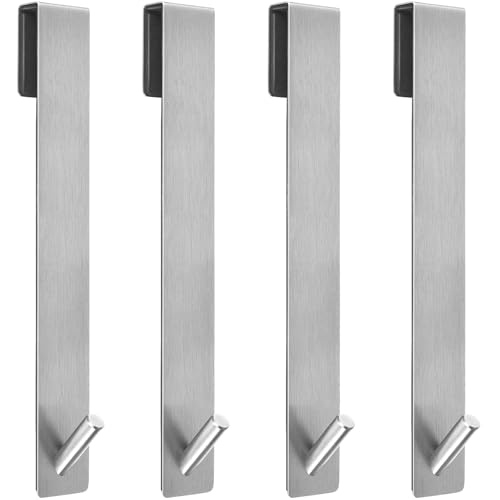 Kontoyo Shower Door Hooks(10 Inch),Extended Over Door Hooks for Bathroom Frameless Glass Shower Door,Stainless Steel Towel Hooks,Heavy Duty Rack Hooks for Robe,Towel-4 Pack-Silver - color: Silver, size: 10IN-4 PACK