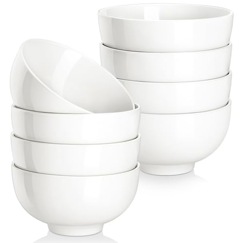 MALACASA Small White Bowls Set of 8, 10 Oz Ice Cream Bowls - Little Ceramic Bowls for Bouillon,Side Dishes, Dessert, Oatmeal, Fruit, Portion Control - Dishwasher & Microwave Safe. - color: White, size: 10OZ (8PCS )