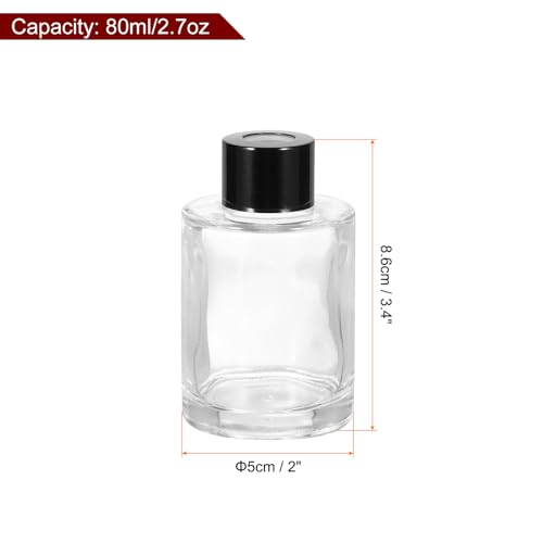 HARFINGTON 80ml/2.7oz Empty Glass Diffuser Bottle 3.4" x 2" Refillable Fragrance Accessories Aromatherapy Jar Container for Replacement Reed Diffuser DIY Home Bathroom Transparent - size: 2.7 Ounces