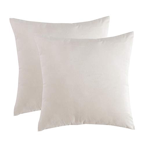 RainRoad Velvet Cream Throw Pillow Covers 18x18 Inch,Set of 2 | Soft Square Decorative Throw Pillows for Sofa Couch Bed Cushion Cover Pillow Case - color: Cream, size: 18" x 18" (Pack of 2)