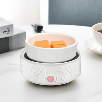 Wax Melt Warmer for Scented Wax Ceramic Wax Warmer Fragrances Candle Oils | Home Fragrance Wax Burner,True White Electric Candle Warmer as Gifts for Mom Women(Butterfly) - color: White Butterfly