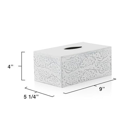 Modern Farmhouse Decorative Tissue Box Holder - Distressed White, Rustic Metal Design for Bathroom - size: Rectangle
