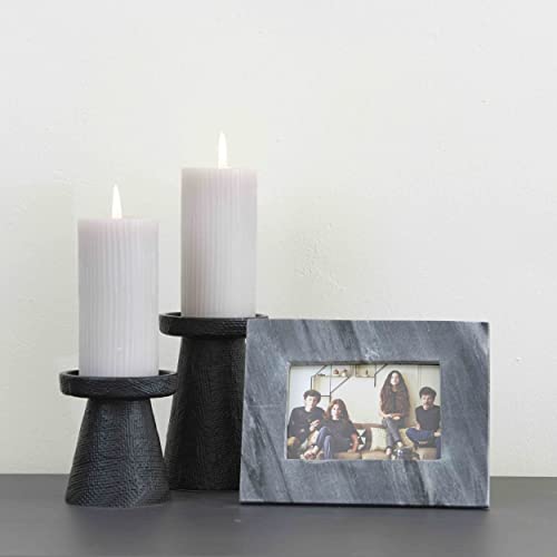 Main + Mesa Stoneware Pillar & Taper Candle Holders, Set of 2 - color: Black, size: Set of 2