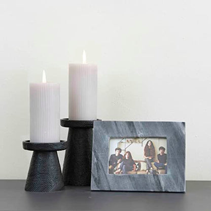 Main + Mesa Stoneware Pillar & Taper Candle Holders, Set of 2 - color: Black, size: Set of 2