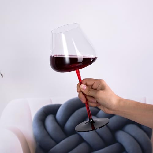 KAMMAK Crystal Red Wine Glasses Set of 2, 24.35 oz Stemmed Glasses, XH007 | Hand Blown, Bordeaux Wine Glasses, Thin Rim & Long Stem, Red & White, Daily Use, Wedding or Birthday Gift for Women - size: 8KPXH007