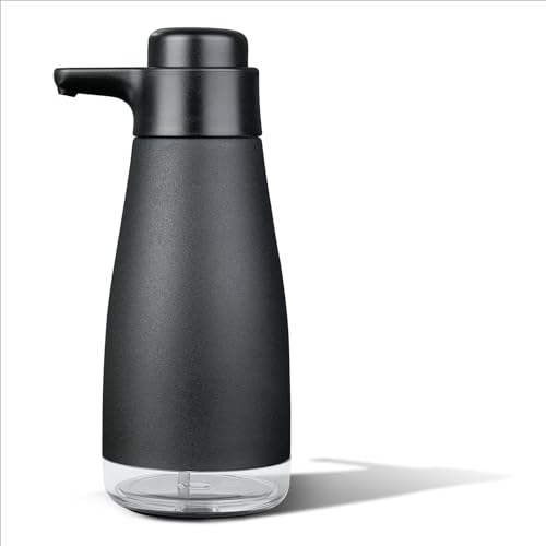 AIKE 15oz Liquid Soap Dispenser for Dish and Hand Soap Matte Black | Easy Push Durable Pump, No-Slip Base with Clear Liquid Window, Easy Refill Wide Opening, for Kitchen Sink and Bathroom - color: Black