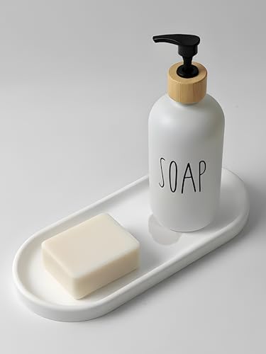 Diatomite Stone Sink Tray - Quick Drying Stone Sink Caddy for Kitchen & Bathroom Countertop, Water Absorbing Tray for Sponge, Soap, Brush&Vanity Holder, Minimalist White