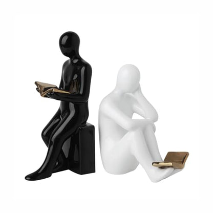 Book Stoppers Unique Decorative Reader Bookends Home Office Books Shelves Stoppers Holder Creative Desktop Ornaments Ceramic 1Pair/2Piece Home Decor