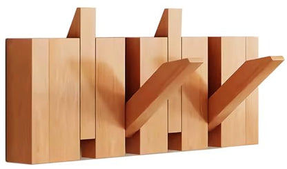 Wall Mounted Coat RackHooks Piano Key Hangers Natural Solid Wood Hanger Non-Woven Fabric Clothes Hangers for Closet, Kitchen, Bedroom, Bathroom, Entryway (Beech, 4 Hooks) - color: beech, size: 4 Hooks