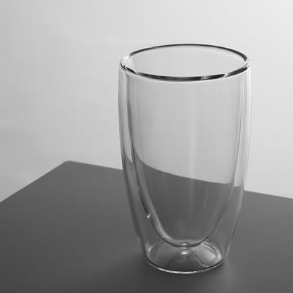 NIRA.Z 2 Pack 16oz Double Wall Glass Coffee Mugs, No Hole Bottom, Insulated Borosilicate Glass Coffee Cups, Clear Mugs for Hot & Cold Beverages, Perfect for Espresso, Latte, Tea, Cappuccino