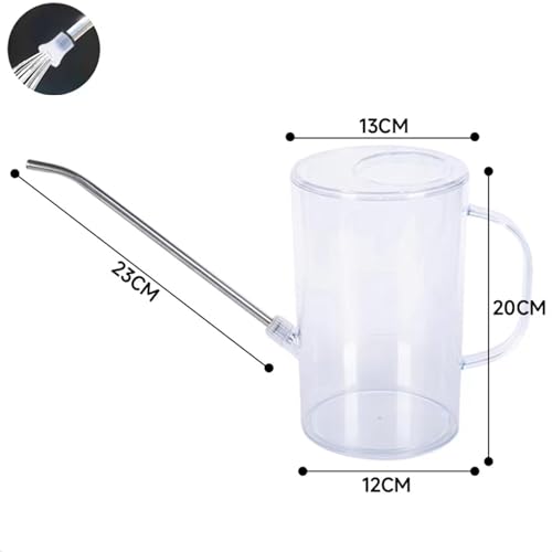 2L Indoor Plant Watering Can with Long Spout, Clear PS Plastic with Measurement Scale for House Plants and Office Gardens - color: Clear