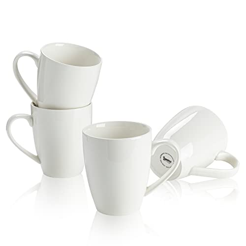 Sweese Porcelain Coffee Mugs - 16 Ounce (Top to the Rim) for Coffee, Latte, Tea, Cocoa, Set of 4, White - color: White, size: 4 Count (Pack of 1)