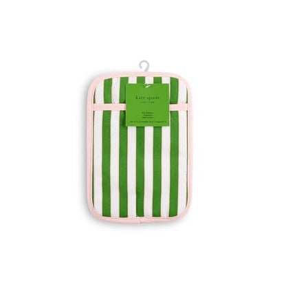 kate spade new york Botanical Stripe Pot Holder 2-Pack Set, 7" x 10", Green/Pink - color: Green/Pink