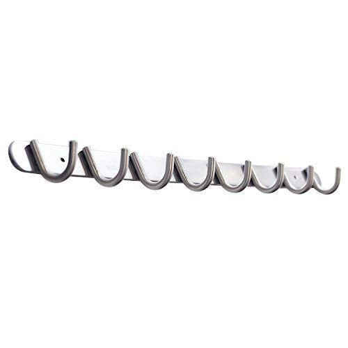 Coat Hook Rack with 8 Round Hooks - Premium Modern Wall Mounted - Ultra durable with solid steel construction, Brushed stainless steel finish, Super easy installation, Rust and water proof - style: 8 Round Hooks
