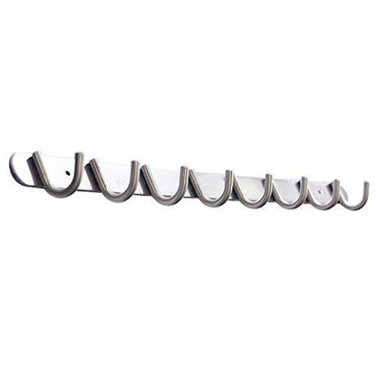Coat Hook Rack with 8 Round Hooks - Premium Modern Wall Mounted - Ultra durable with solid steel construction, Brushed stainless steel finish, Super easy installation, Rust and water proof - style: 8 Round Hooks