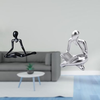 Fenteer Thinker Figurine Desktop Sculpture Abstract Reader Human Statue Resin Material Suitable for Home Office Shelf Decoration Gift