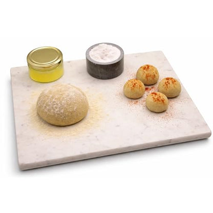 Marble Cheese & Pastry Cutting Board, 16 x 12 Inch, White | Natural Carrara Marble, Serving Tray, For Dough, Bread, Pizza, Charcuterie, Heavy, Non-Slip - color: White, size: 16"L x 12"W