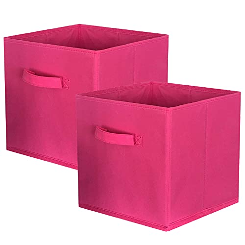 ShellKingdom Storage Bins, Foldable Fabric Storage Cubes And Cloth Organizer Drawer For Closet And Toys, 2 Pack (Fuchsia) | Storage Organizer For Closet And Toys, 10.5x10.5x11 INCH, 2 Pack (Fuchsia) - color: Fuchsia, size: 2