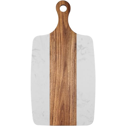 Marble charcuterie board: Acacia wood marble chopping board - suitable for kitchen, great gift for friends (white) - color: White