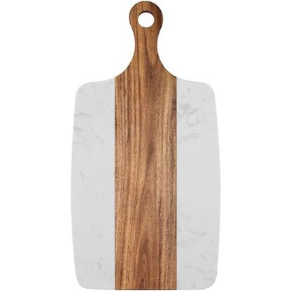 Marble charcuterie board: Acacia wood marble chopping board - suitable for kitchen, great gift for friends (white) - color: White