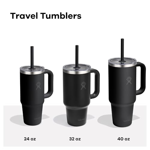 Hydro Flask Travel Tumbler with Handle, Clear Lid and Straw - Insulated Stainless Steel - color: AGAVE, size: 32 Ounces