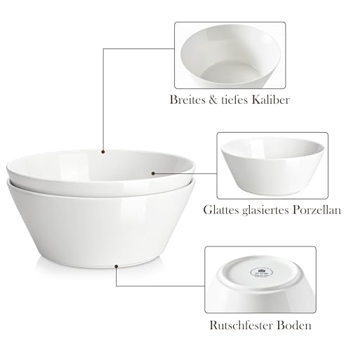 MALACASA 105 OZ Large Serving Bowls Ceramic Salad Soup Bowls Set of 2 | Deep Bowls for Kitchen, Family & Entertaining Salad, Soup, Pho, Fruit, Microwave & Dishwasher Safe, Series REGULAR - size: 105oz(2pcs)