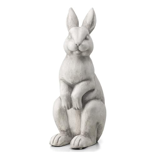 Glitzhome Rabbit Garden Statue Outdoor Standing Bunny Sculpture Lawn Decor, 22.75" H, White - color: White