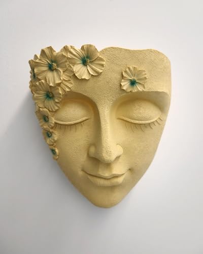Face Shape Wall Planter Elegant Yellow Resin Wall-Mounted Head Pot with Drainage Hole Unique Small Vase Holder for Flower,Succulents, Hanging Plants for Plant Lovers - color: Yellow