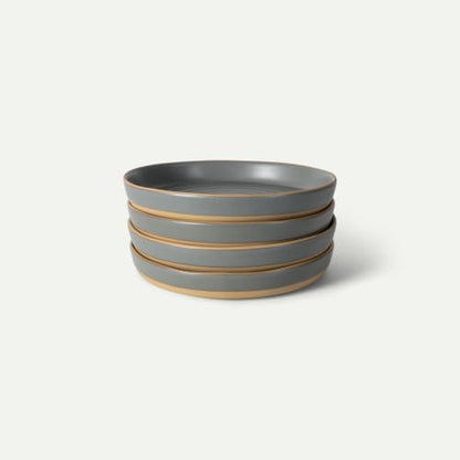 Mora Medium Dishes Set of 4, 35oz Ceramic Pottery Pasta Plate/Wide Bowls - Microwave, Oven and Dishwasher Safe - Storm - color: Storm