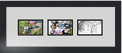 ArtToFrames Collage Photo Frame Double Mat with 3-3x5 Openings with Satin Black Frame and Candlewick mat. - color: Candlewick, size: 3 - 3x5