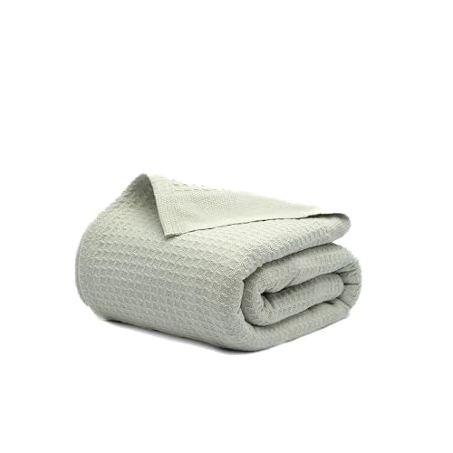 106" x 92", King 100% Cotton Waffle Weave Blanket for Bed (Sea Foam) | Salt Earth Premium Waffle Weave Blanket for College Dorm, Gifts, Home Decor, Lightweight Breathable Soft All Season Blanket - color: Sea Foam, size: King(106"x92")