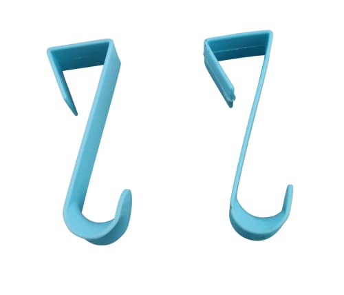 Over The Door Hooks Hangers - 4 Pack Blue Plastic Valet Set for Coats, Towels, Clothes, Bathrobes, Hats, Pocketbooks, and Shirts - Durable Rust-Proof Laundry Hanger and Closet Organizer - color: Light Blue
