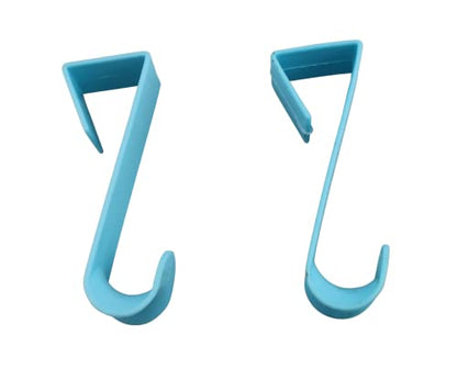 Over The Door Hooks Hangers - 4 Pack Blue Plastic Valet Set for Coats, Towels, Clothes, Bathrobes, Hats, Pocketbooks, and Shirts - Durable Rust-Proof Laundry Hanger and Closet Organizer - color: Light Blue
