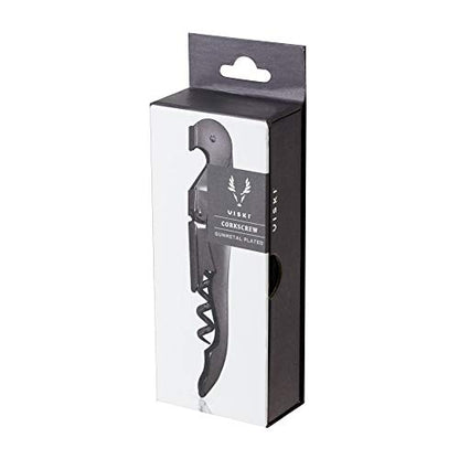 Viski Gunmetal Signature Double Hinged Waiters Corkscrew Wine Opener, Stainless Steel with Built-in Bottle Opener & Foil Cutter for Home Bar, Kitchen, Travel, Gifts for Wine Lovers, Set of 1, Black - style: Gunmetal Black