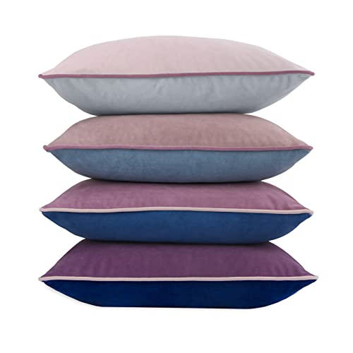 8-Colors Velvet Throw Pillow Covers 18x18 Inch Set of 4 Decorative Blue Purple Pillowcases Modern Double-Colored Cushion Covers for Sofa Couch - color: Blue/Purple Gradient, size: 18" x 18" (Pack of 4)
