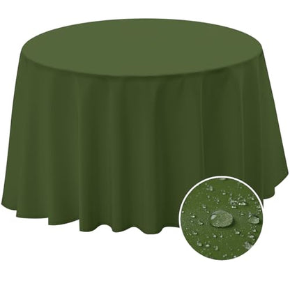 BYDOLL Table Cloth 60 Inch Round Tablecloth Fits Max50 Inch Diameter Table Top,Green Polyester Washable Wrinkle-Free Spillproof Tablecloth for Party Patio Cover - color: Green, size: 60" x 60" (Round-Fits Tables 36''-48'')