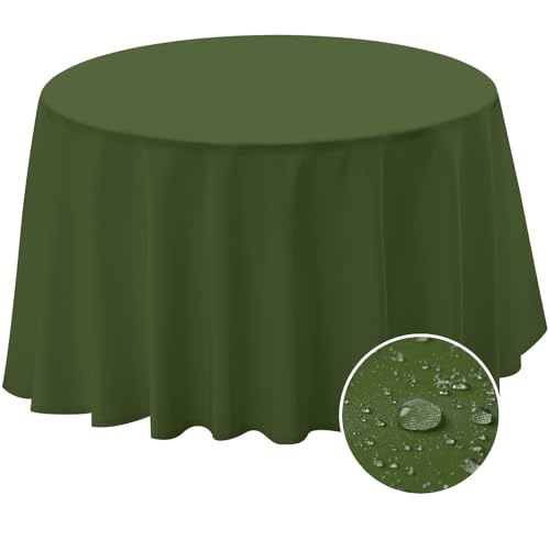 BYDOLL Table Cloth 70 Inch Round Tablecloth Fits Max60 Inch Diameter Table Top,Green Polyester Washable Wrinkle-Free Spillproof Tablecloth for Party Patio Cover - color: Green, size: 70" x 70" (Round-Fits Tables 46''-58'')