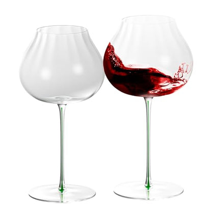 KAMMAK Crystal Red Wine Glasses Set of 2, 24.69 oz Stemmed Glasses, XY018 | Hand Blown, Bordeaux Wine Glasses, Thin Rim & Long Stem, Red & White, Daily Use, Wedding or Birthday Gift for Women - size: 8KPDSXY018