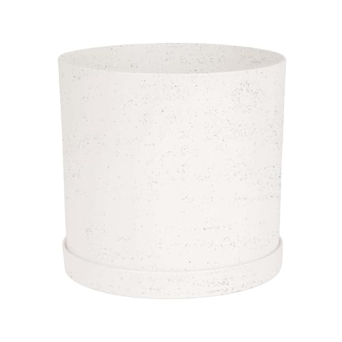 Bloem Mathers 12" Plastic Planter - Modern Indoor Pot with Drainage Holes and Saucer Tray, Vanilla Bean - color: Vanilla Bean, size: 12"