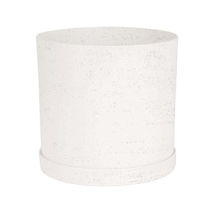 Bloem Mathers 12" Plastic Planter - Modern Indoor Pot with Drainage Holes and Saucer Tray, Vanilla Bean - color: Vanilla Bean, size: 12"