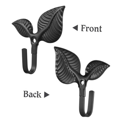 Cabilock 4Pcs Retro Leaf Shape Decorative Coat Hooks Wall Mounted Iron Art Rustic Bronze Finish for Hanging Hats Coats Bags Towels Home Kitchen
