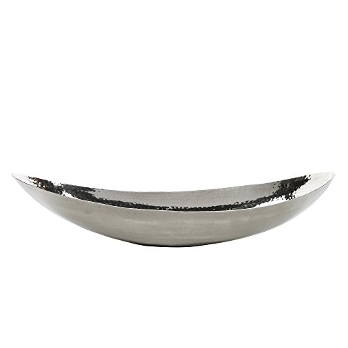 Hosley Hammered Stainless Steel Oval Bowl – 13.5” Decorative Centerpiece for Candles, Orbs, Potpourri & Table Styling | Modern Home & Event Décor - size: 13.5" Long x 1 count