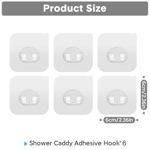 6 Pack Shower Caddy Adhesive Replacement, Strong Adhesive Hooks for Shower Shelf, Waterproof Adhesive Hooks, No Drilling, for Bathroom Shelves, Kitchen Racks and Soap Holder - color: Transparent-6 Pack 1 Hooks